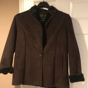 Women’s brown suede lamb skin swing coat.